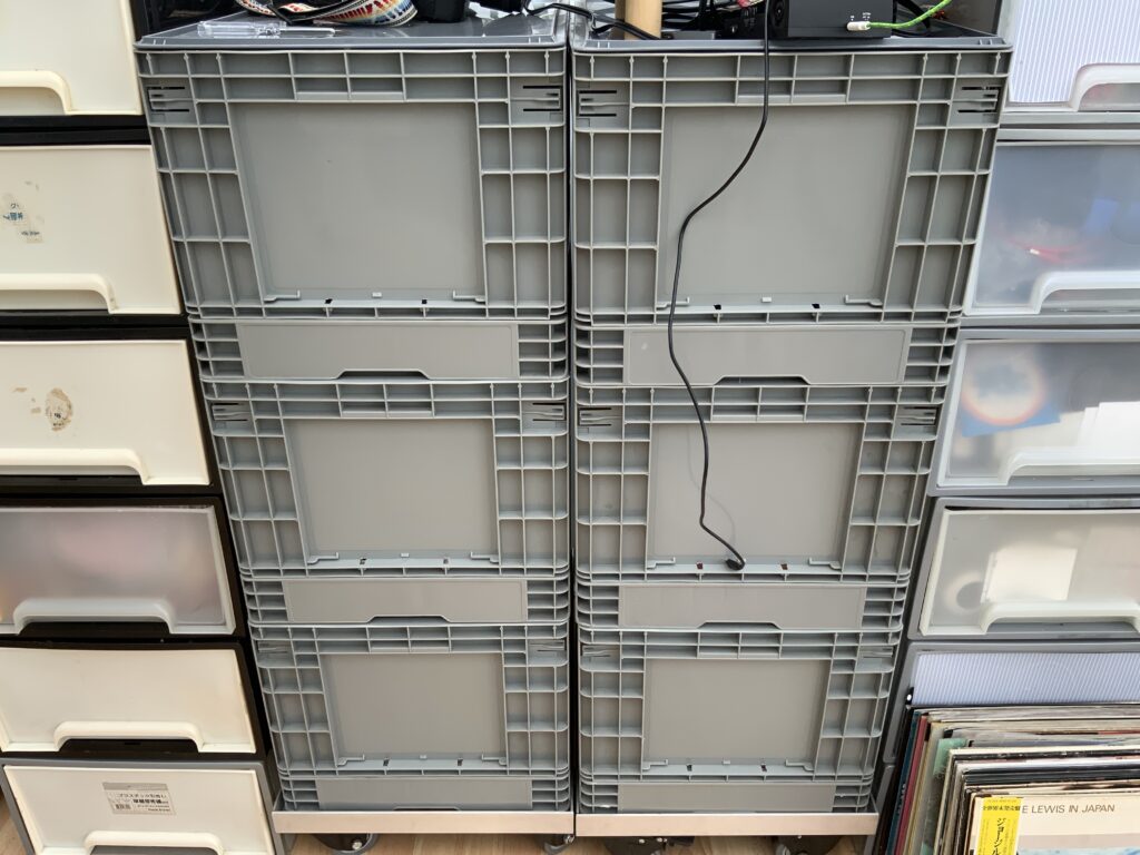 the custom made crates that I used to store my vinyl collection in vertical orientation 